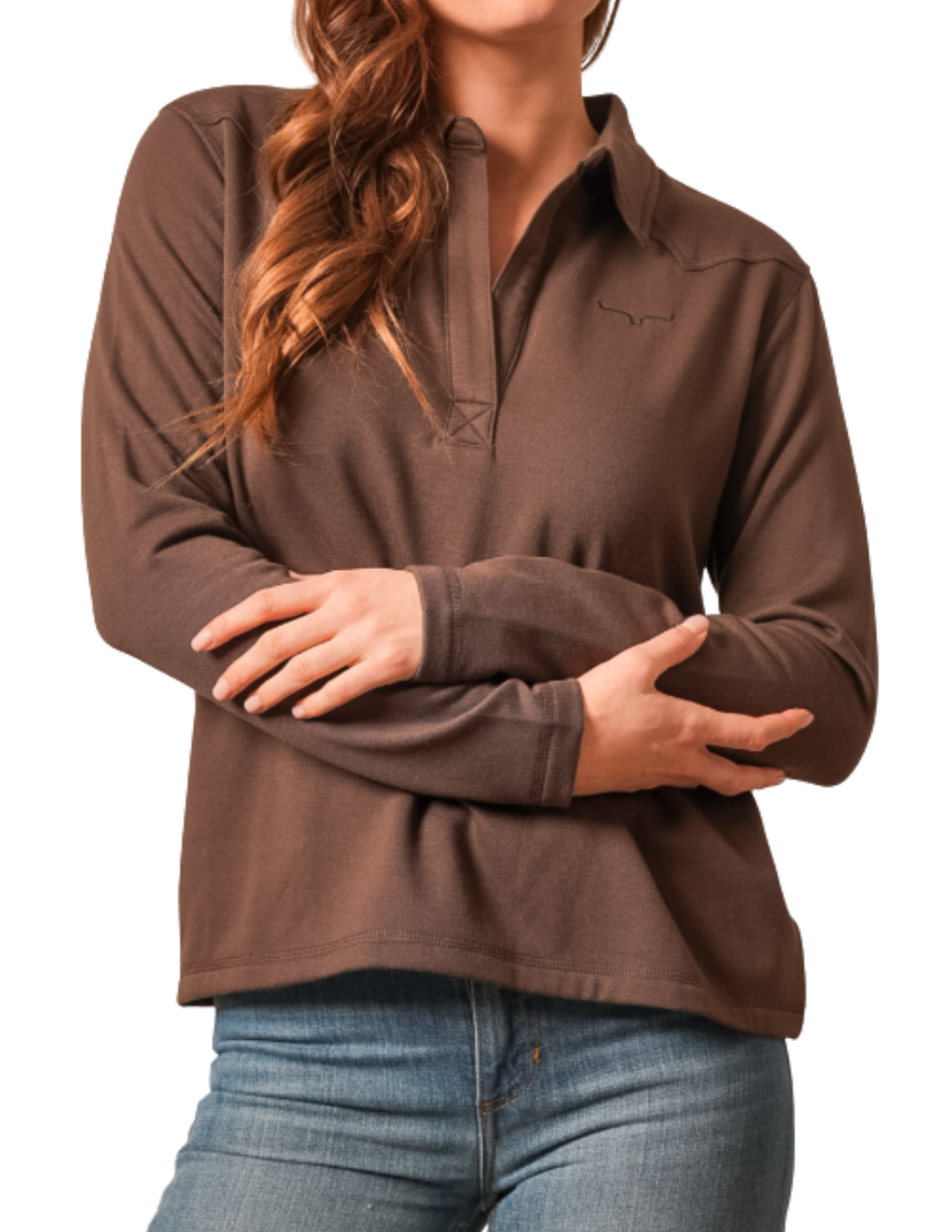 Kimes Ranch Womens Riva Brown Long Sleeve Pullover