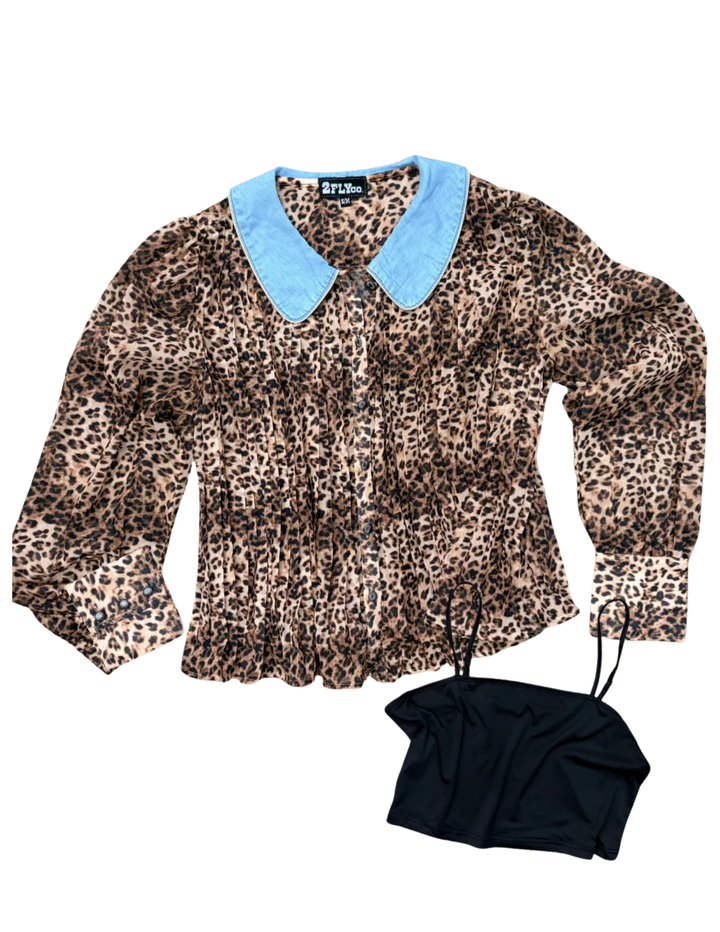 2 Fly Co. Womens Desert Bloom Leopard Top