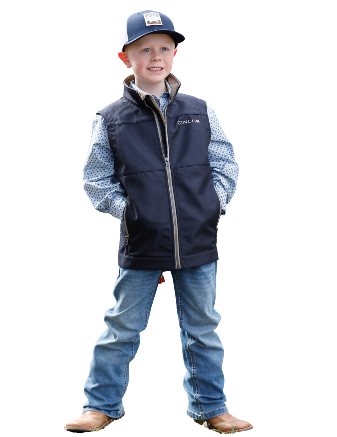 Cinch Boys Navy Logo Bonded Vest