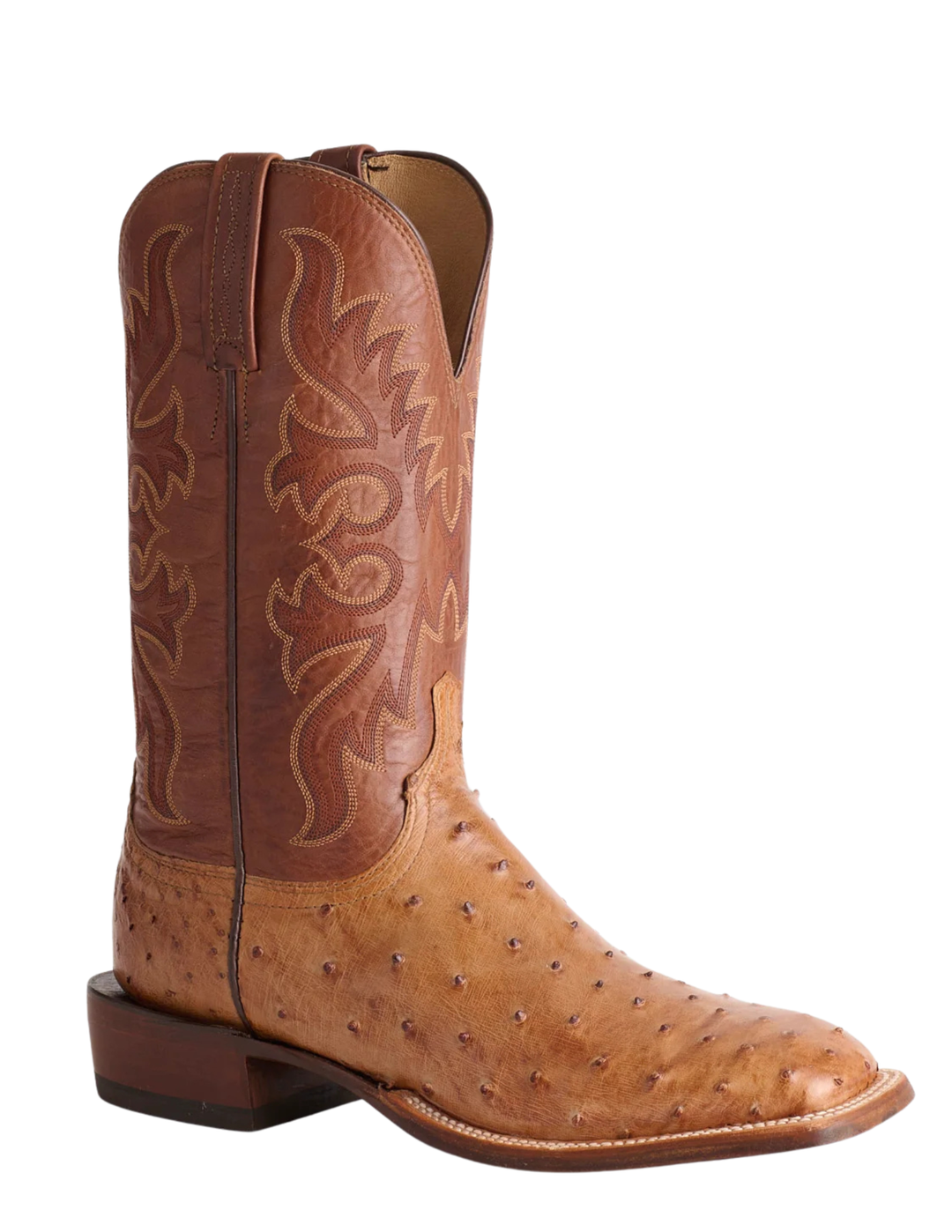 Lucchese Mens Harmon Barnwood Tan Ostrich Boots