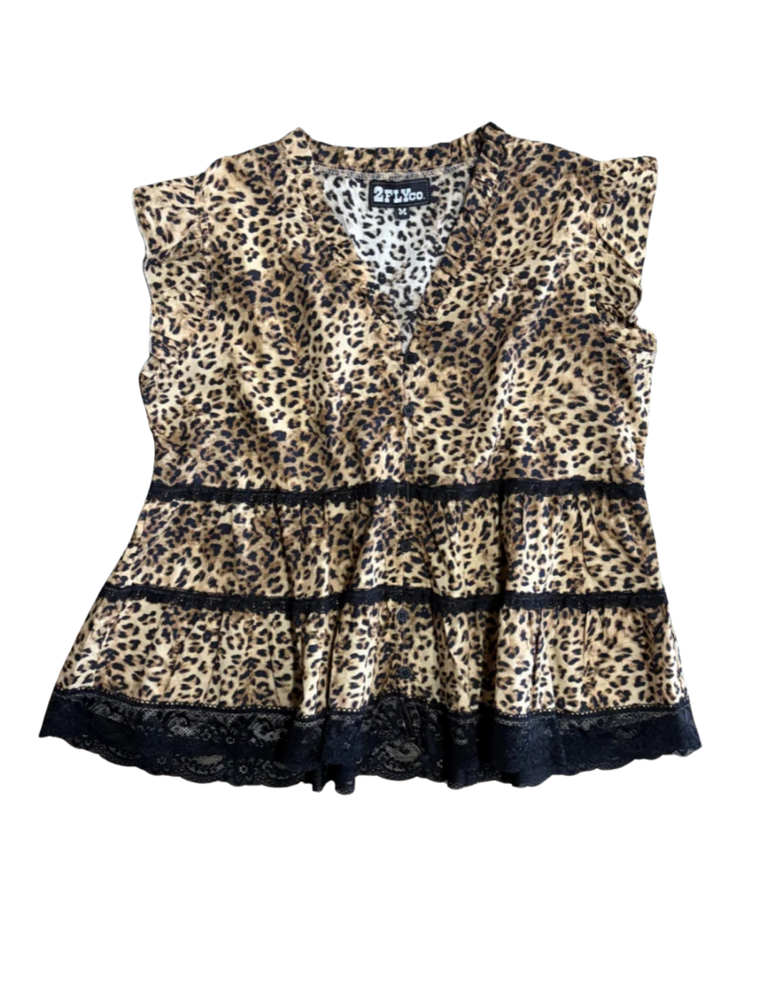 2 Fly Co. Womens Llano Lace Leopard Shirt