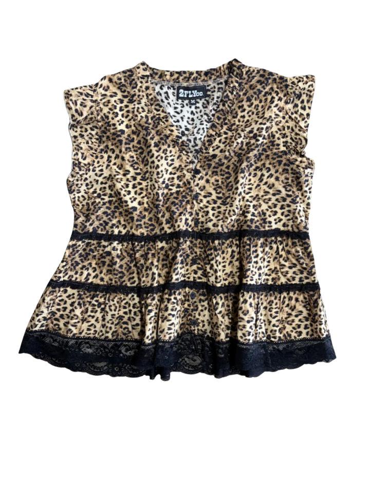 2 Fly Co. Womens Llano Lace Leopard Shirt