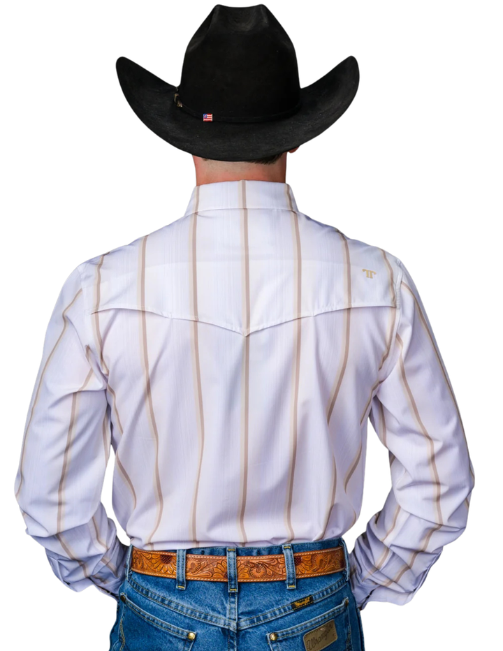 Ferrell Mens The Tristan Cream Pearl Snap Long Sleeve Shirt