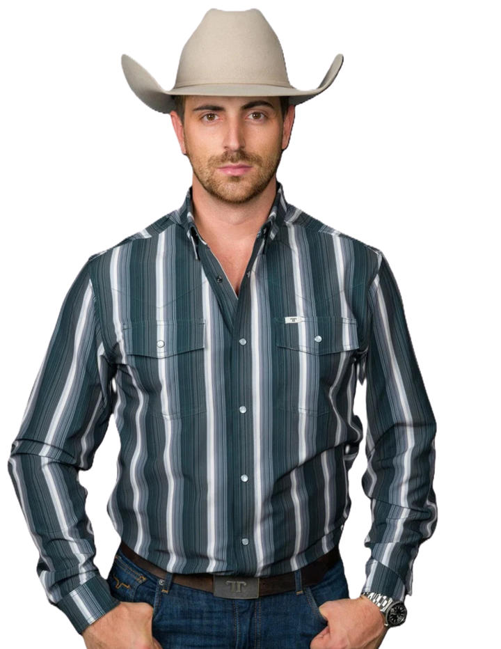 Ferrell Mens The Tristan Black Long Sleeve Pearl Snap Shirt