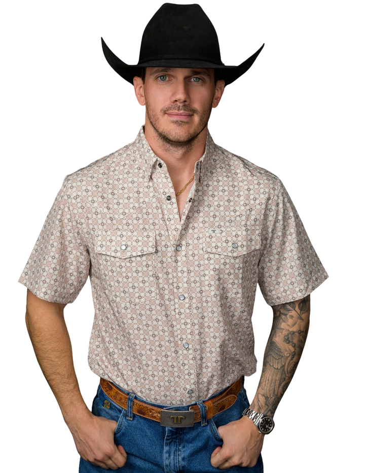 Ferrell Mens The Callen Pearl Snap Short Sleeve Shirt