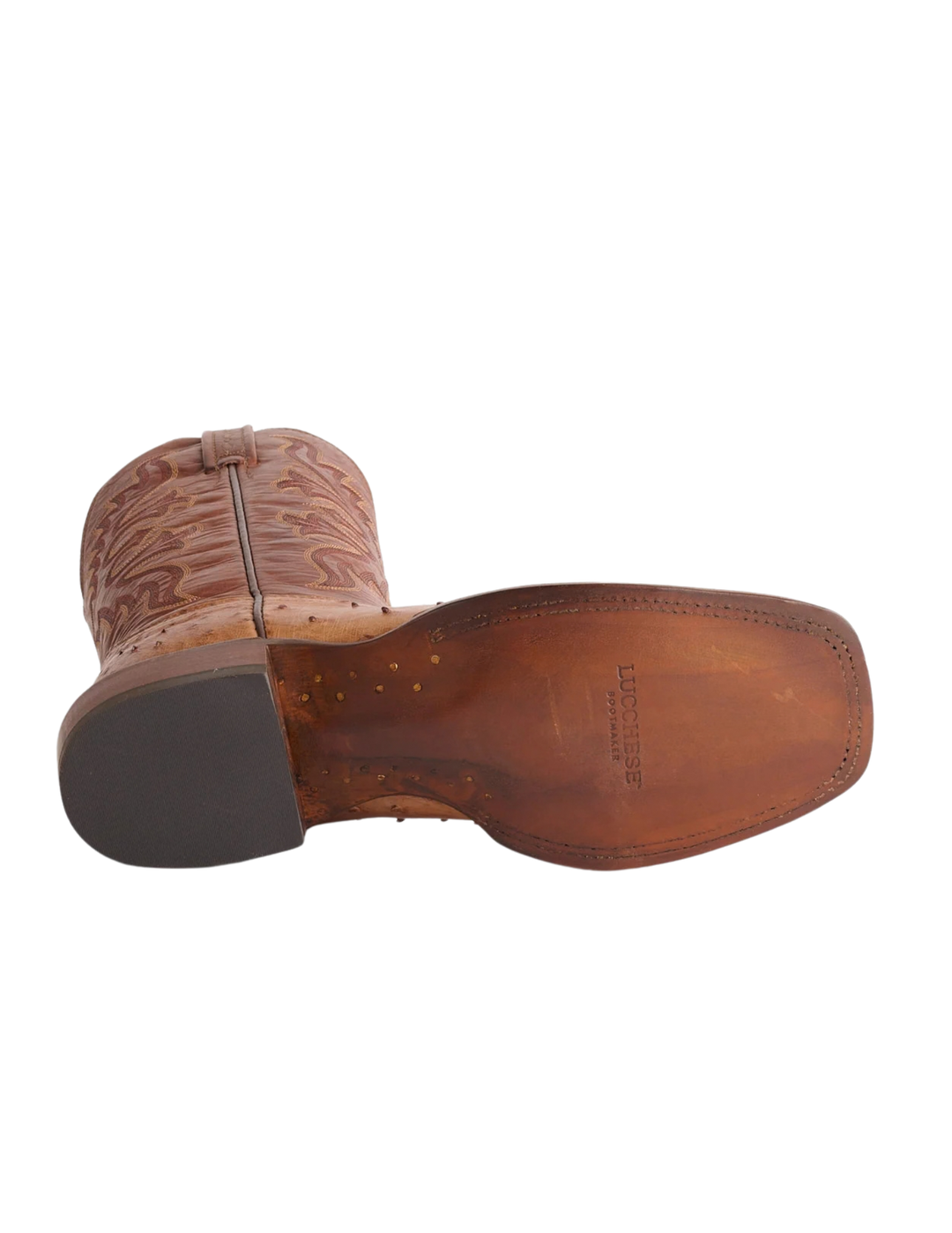 Lucchese Mens Harmon Barnwood Tan Ostrich Boots