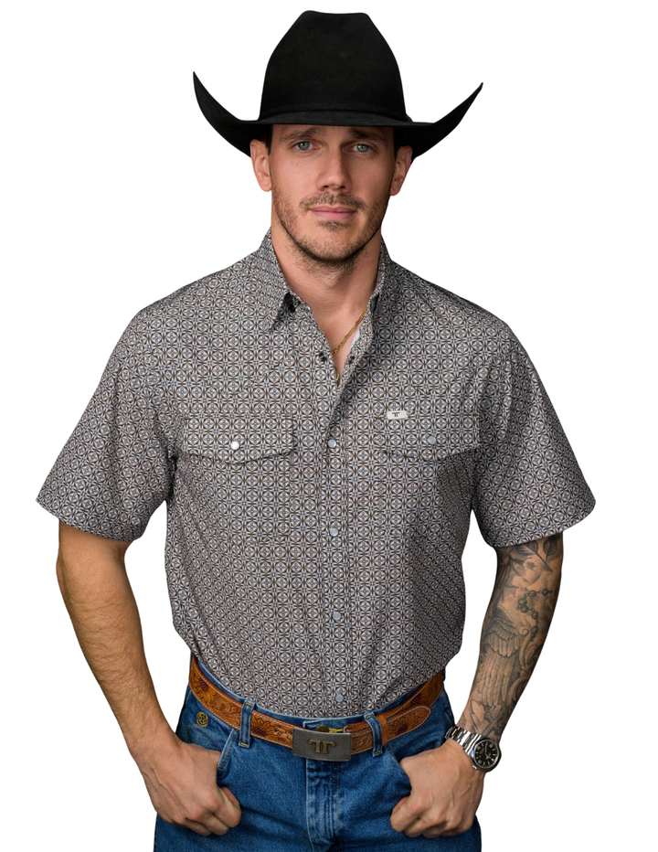Ferrell Mens The Archer Pearl Snap Short Sleeve Shirt