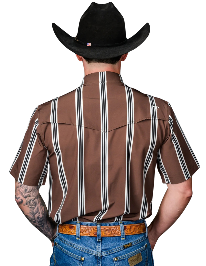 Ferrell Mens The Hatfield Brown Pearl Snap Short Sleeve Shirt