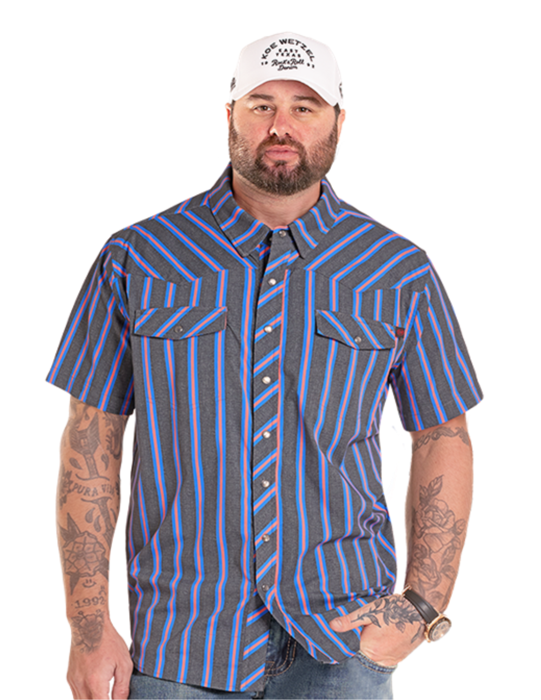 Panhandle Mens Charcoal and Blue TEK Short Sleeve Shirt