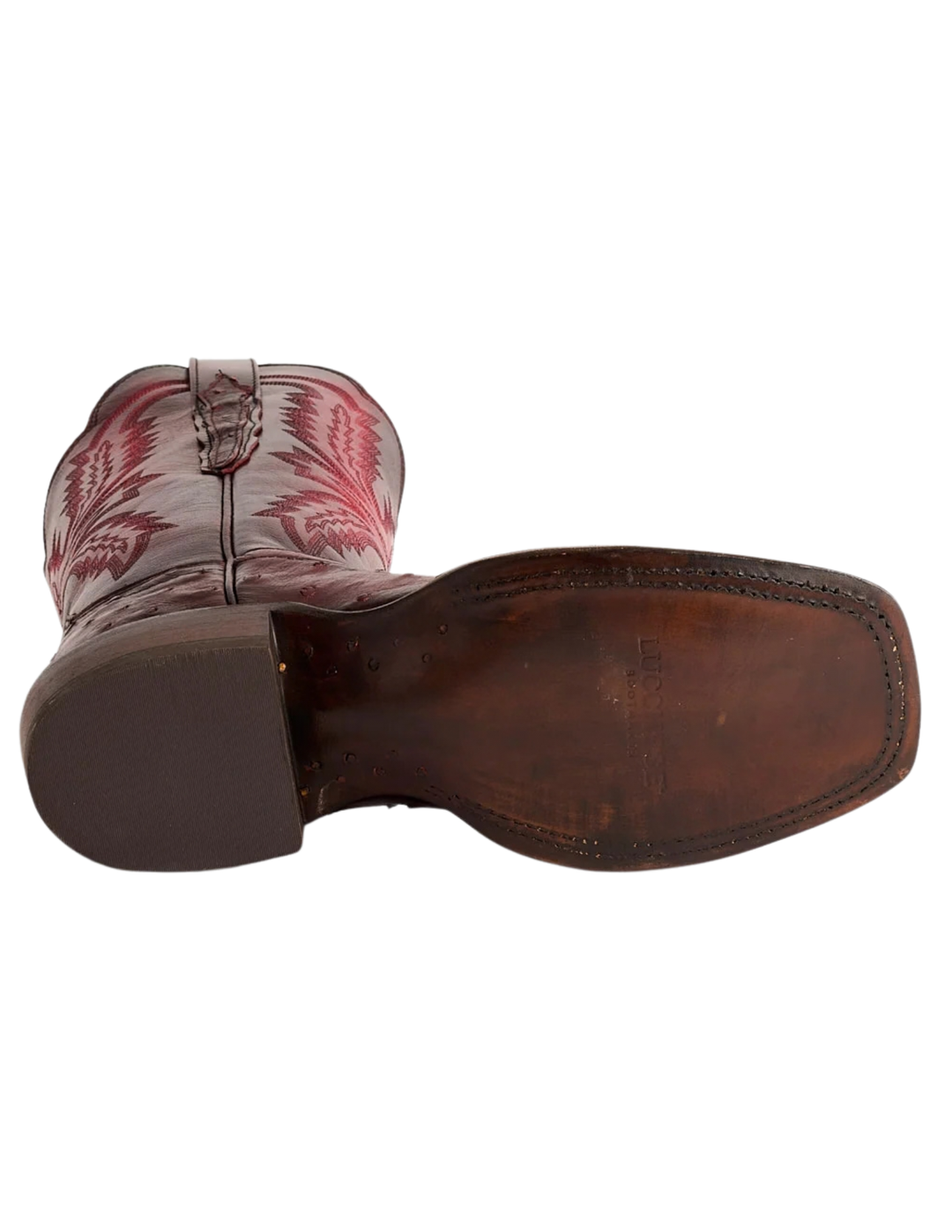 Lucchese Womens Josephine Antique Black Cherry Ostrich Boot