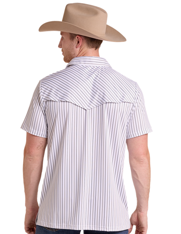 Panhandle Mens Striped Pearl Snap Polo