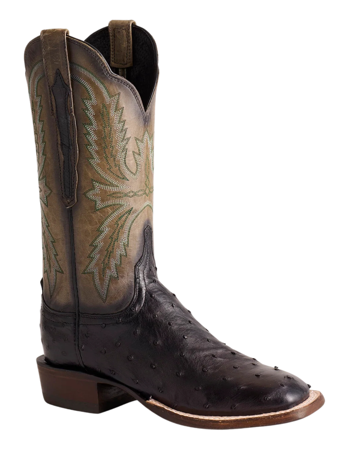 Lucchese Womens Josephine Antique Saddle Black Ostrich Boot