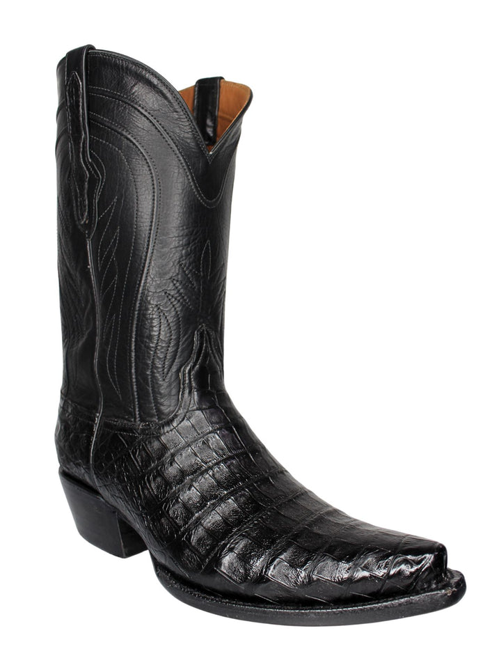 Black Jack Mens Black Caiman Belly Boots