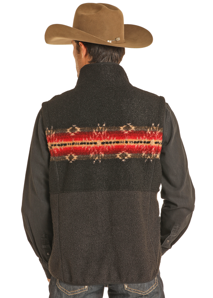 Panhandle Mens Black Aztec Berber Border Vest