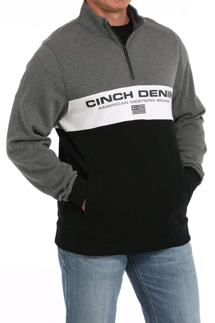 Cinch Mens Logo Quarter Zip Sweatshirt