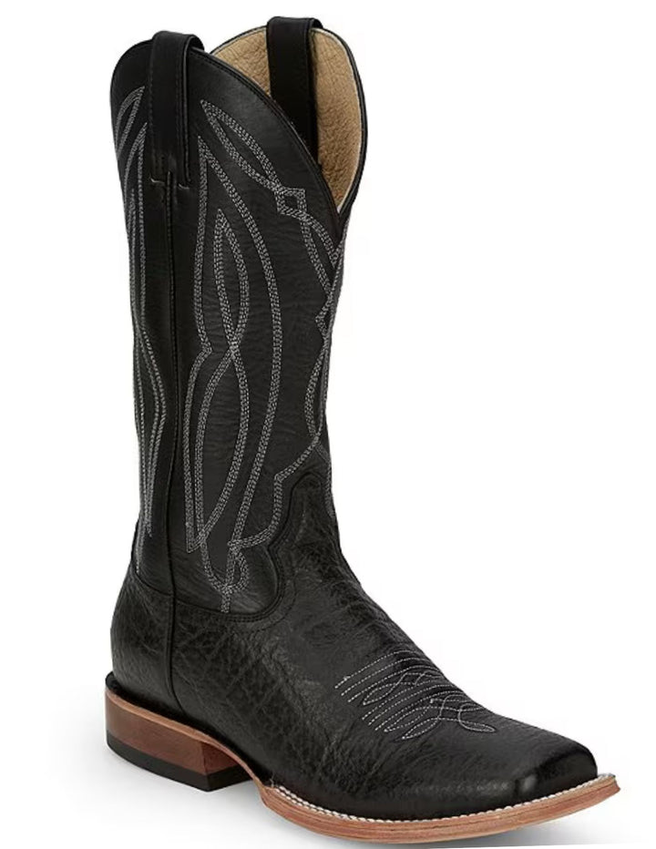 Tony Lama Mens Sealy Black Print Square Toe Boots