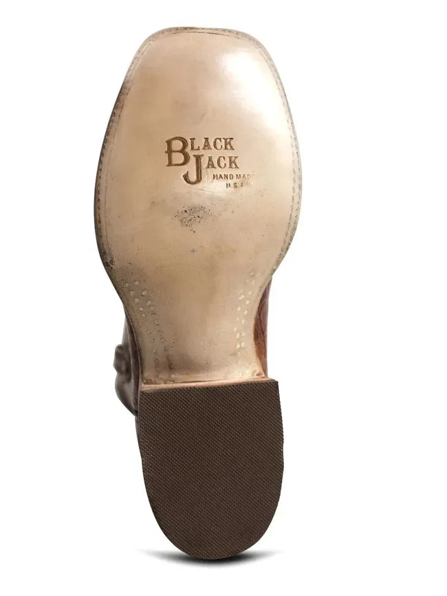 ブラックジャックBlackJackBoot24 アメリカ テキサス製ハンドメイド Black Jack Mens Cigar Caiman Belly with Longhorn Inlay Boots
