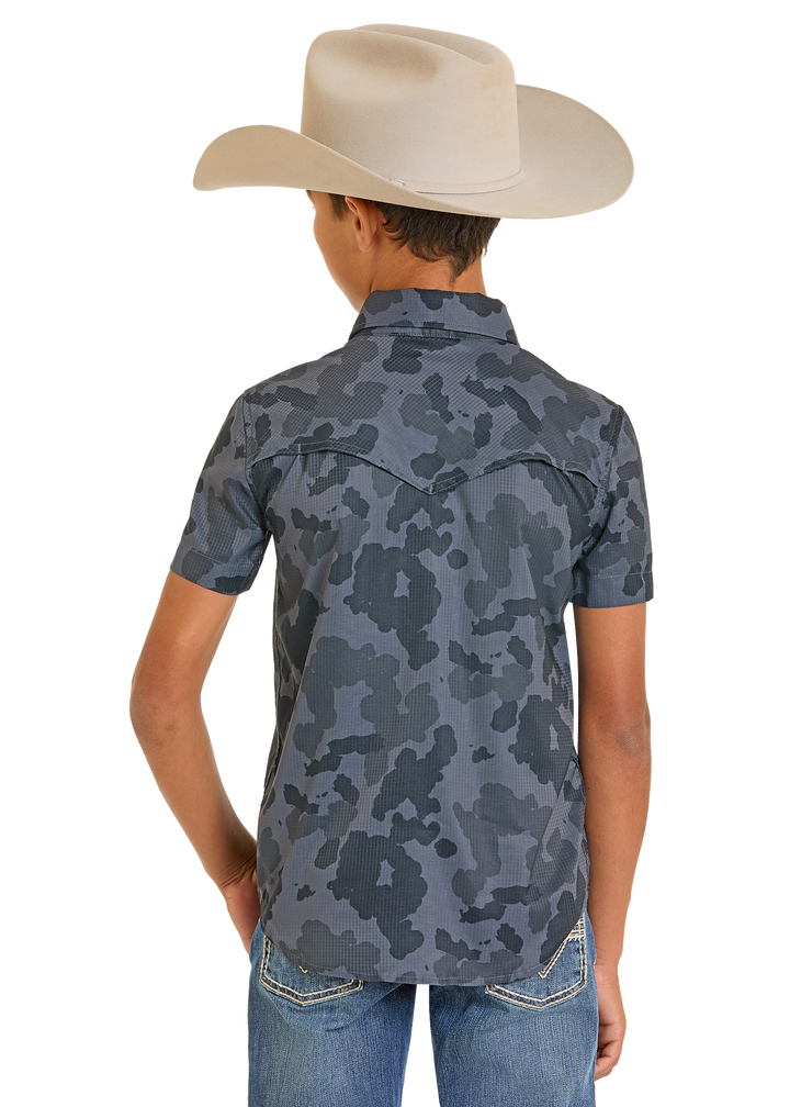 Panhandle Boys Black Camo Tek Short Sleeve Shirt