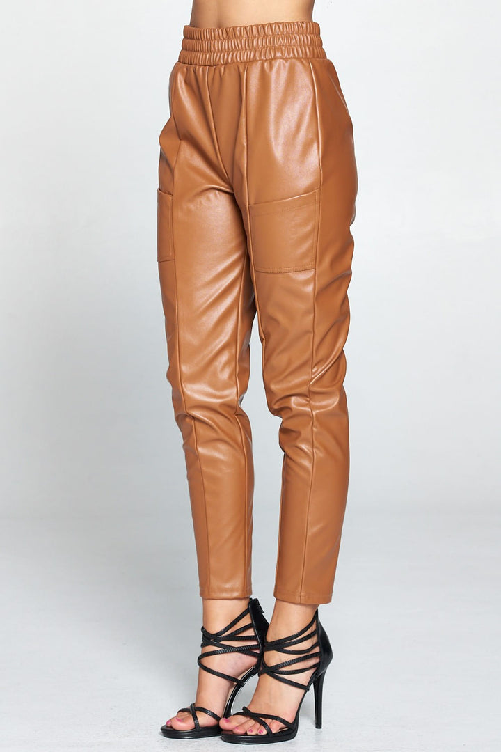 Tbc Womens Camel Pleather Jogger