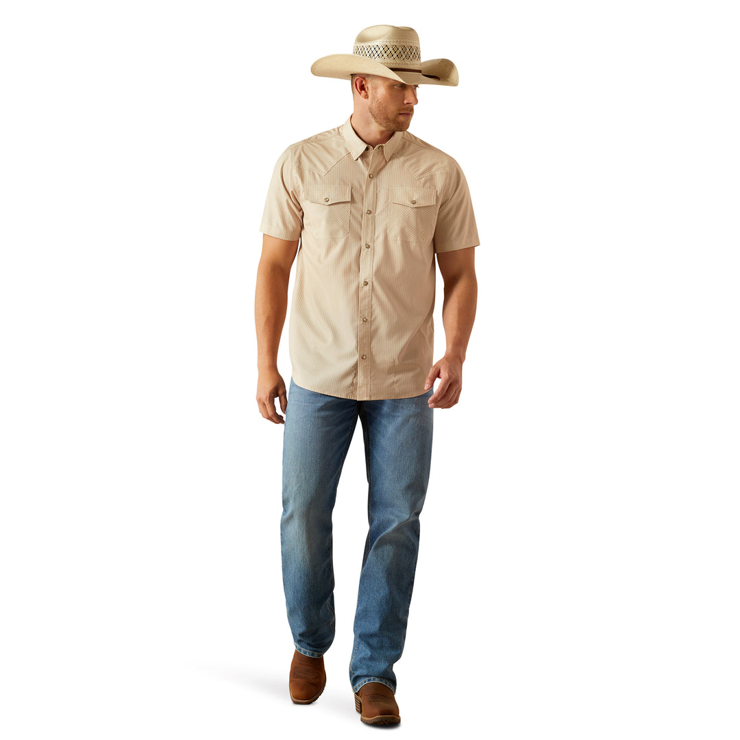 Ariat Mens Tan Stripe VentTEK Western Fitted Shirt