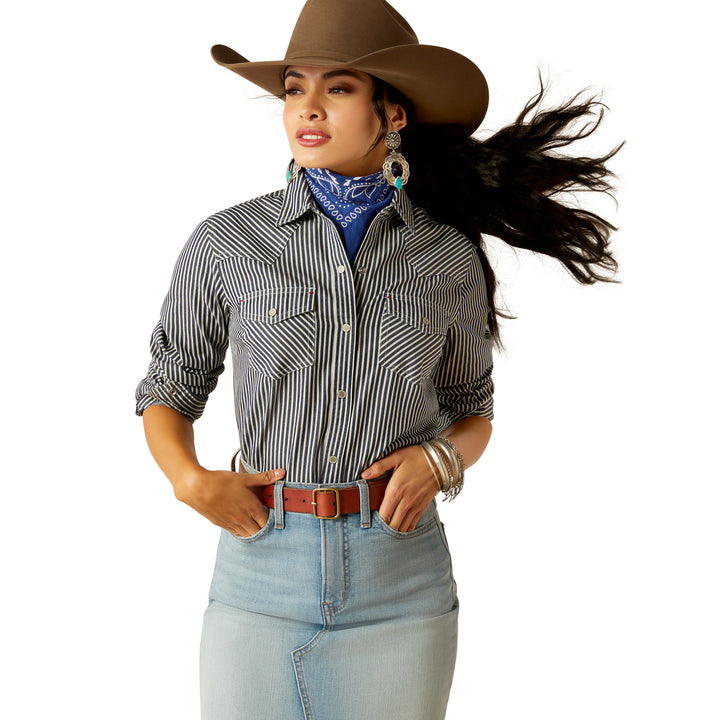 Ariat Womens Indigo Railroad Stripe Shirt