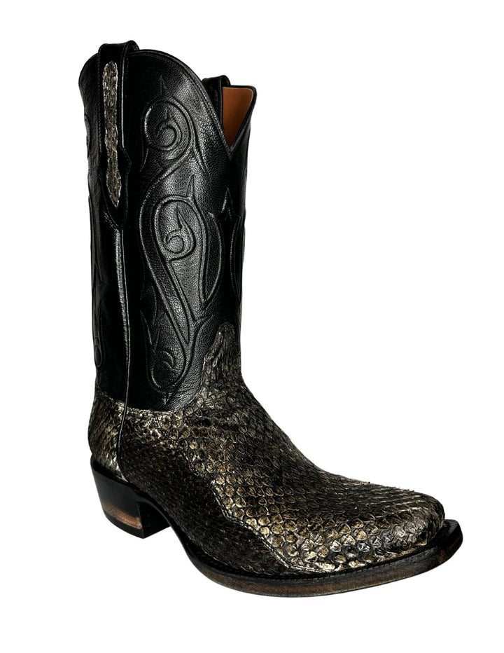 Black Jack Mens Black Stained Natural Western Rattlesnake Boots