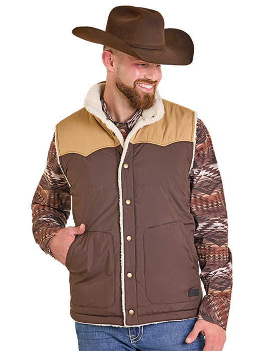 Panhandle Mens Brown Puffer Vest