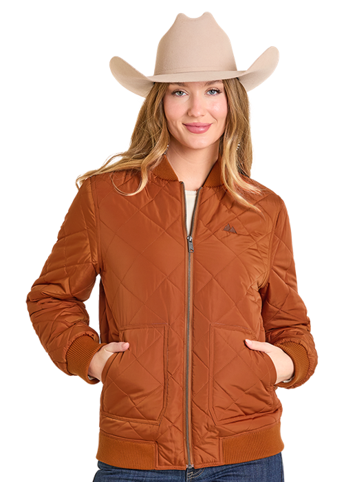 Panhandle Womens Rust Quilted Bomber Jacket