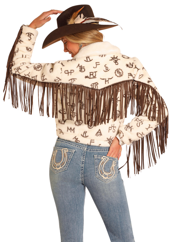 Panhandle Womens Cattle Brand Fur Jacket