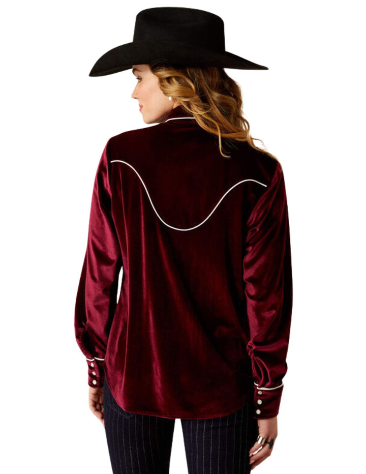 Ariat Womens Burgundy Casa Rosa Velvet Shirt