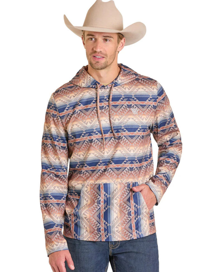 Panhandle Mens Aztec Stripe Performance Hoodie