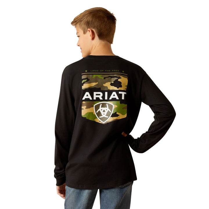 Ariat Boys Camo Shield Long Sleeve T-Shirt