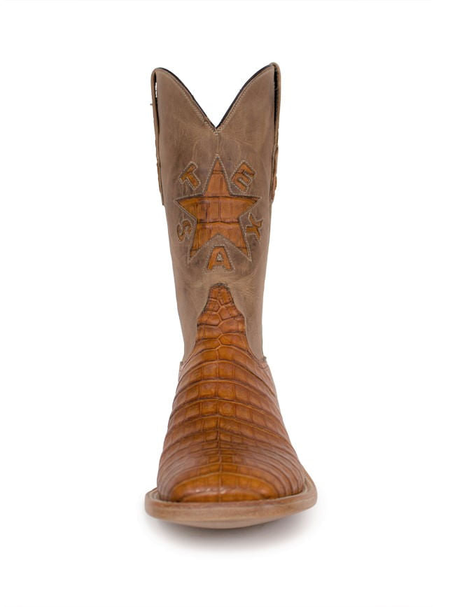 Mens Black Jack Caiman Crocodile Texas Star