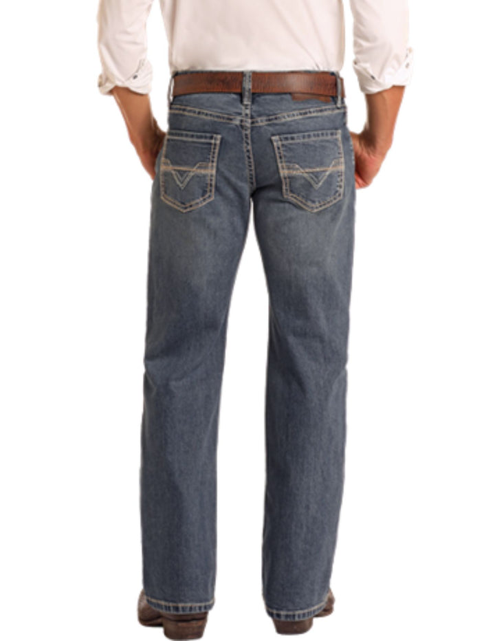 Panhandle Mens Two Tone Stitch Vintage Straight Leg Jeans