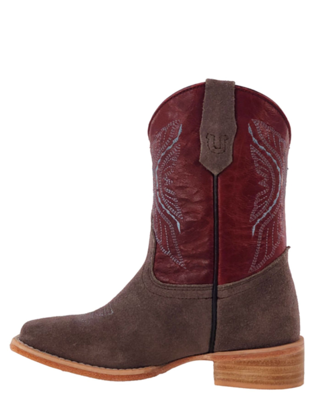 R, Watson Kids Charcoal Roughout Wide Square Toe Boots