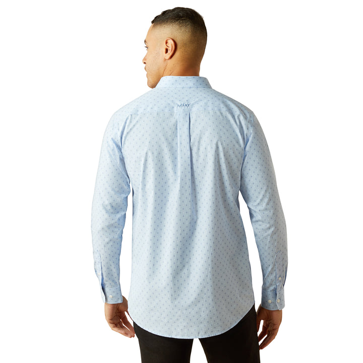 Ariat Mens Light Blue Wrinkle Free Donte Fitted Shirt