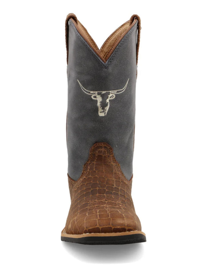 Twisted X Boys Top Hand Chocolate Dusty Blue Boots