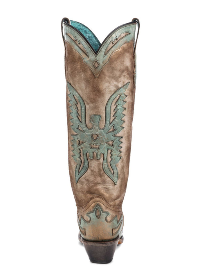 Corral Womens Turquoise Eagle Overlay Boots