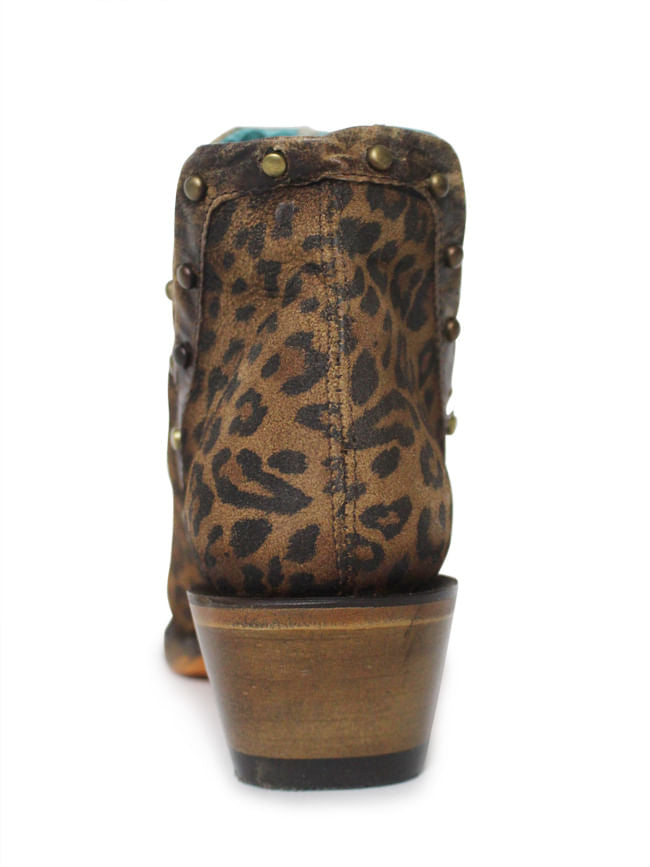 Ladies Corral Brown Leopard Print and Studs Booties