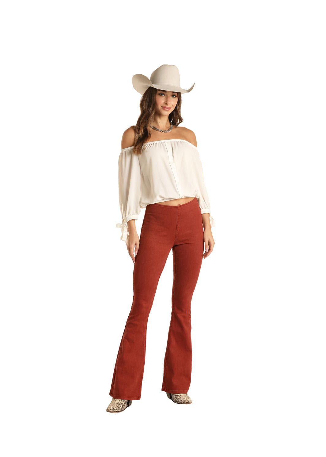 Panhandle Slim Womens Wine Pull On Flare Jeans