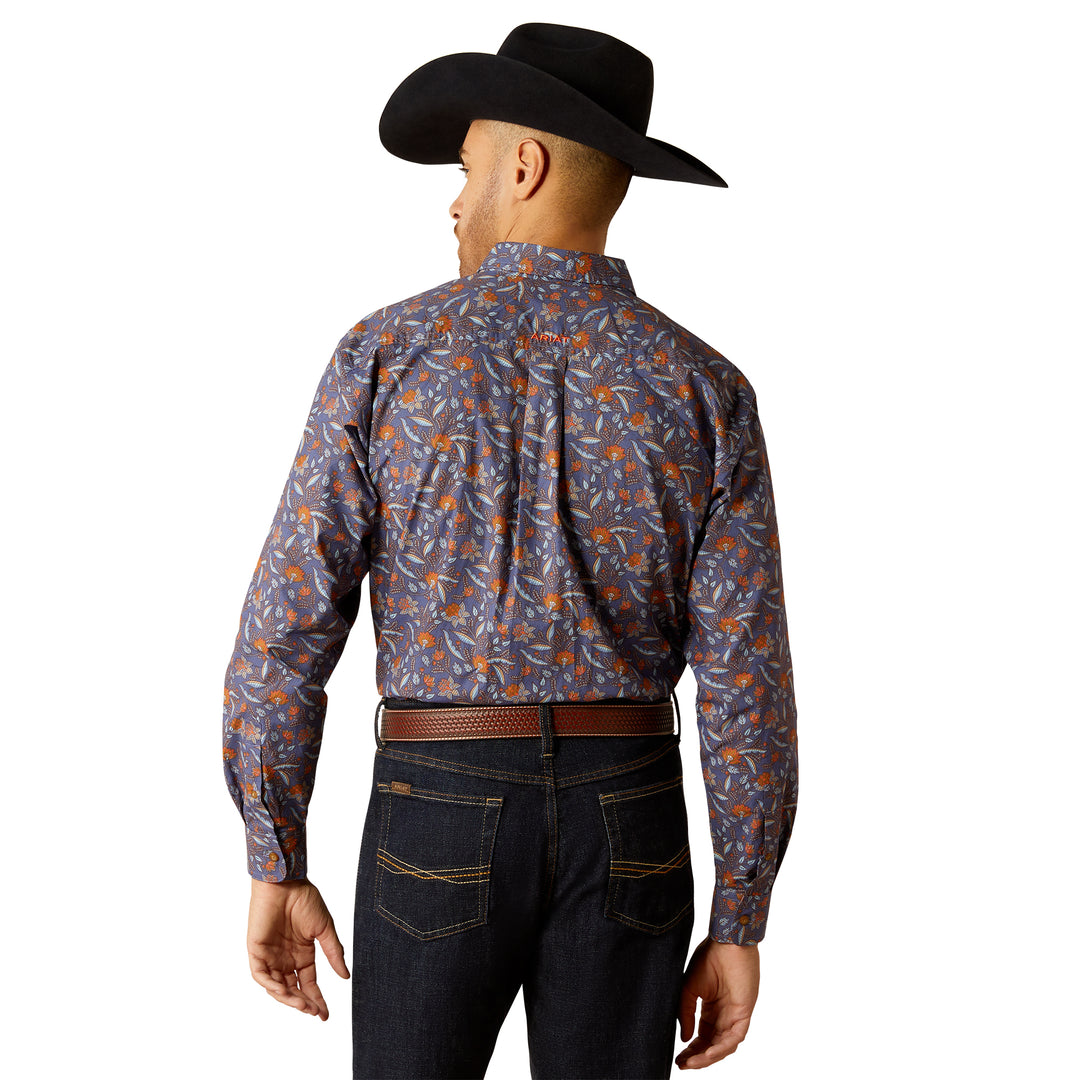 Ariat Mens Dark Blue Floral Print Long Sleeve Shirt