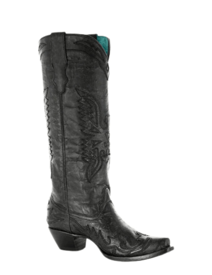 Corral Womens Black Eagle Overlay Tall Top Boots