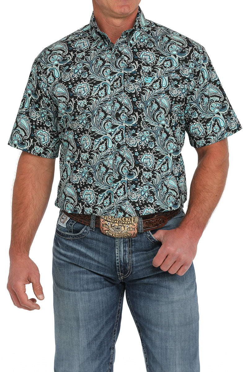 Cinch Mens Paisley Print Short Sleeve Button Down Shirt
