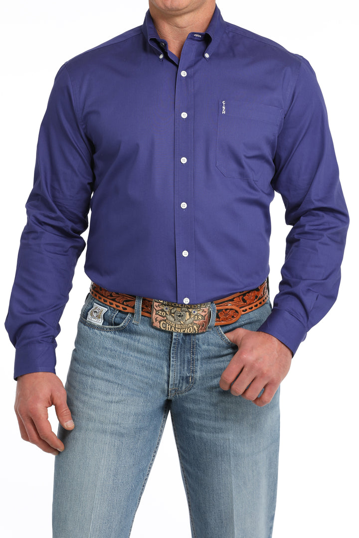 Cinch Mens Solid Purple Modern Shirt