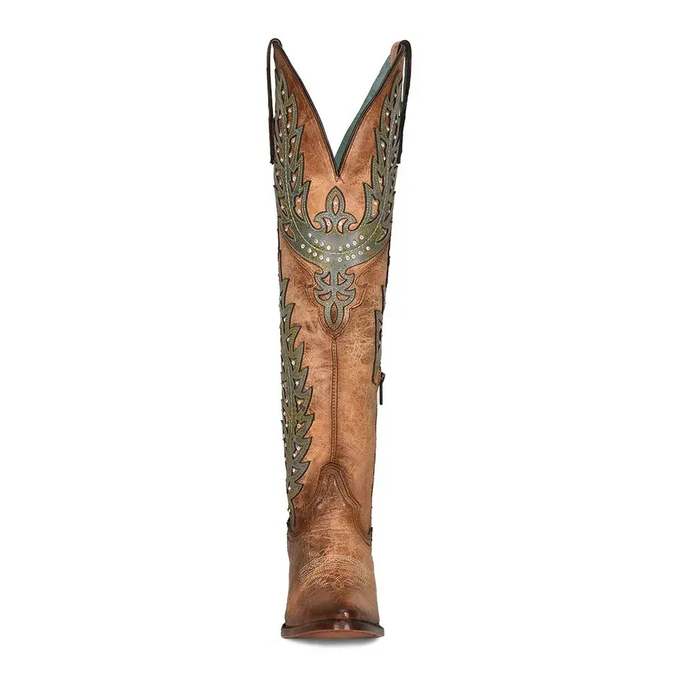 Corral Womens Turquoise Overlay Tall Top Boots