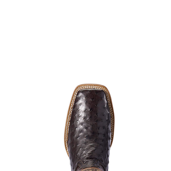 Mens Ariat Dark Brown Full Quill Ostrich Cowboy Boots