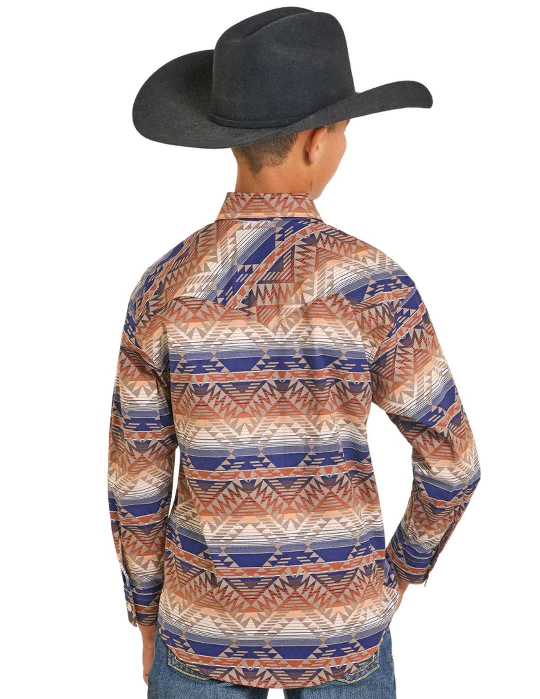 Panhandle Boys Multi Aztec Long Sleeve Snap Shirt