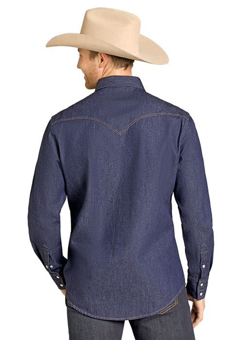 Panhandle Mens Denim Pearl Snap Shirt