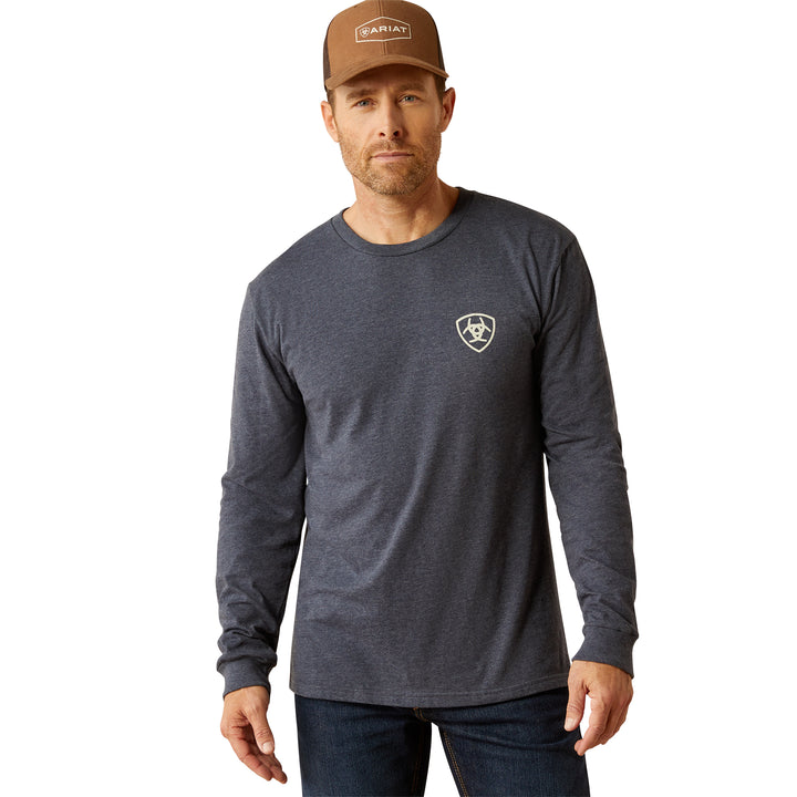 Ariat Mens Saltillo Heather Navy Long Sleeve T-Shirt