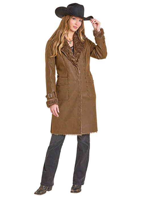 Panhandle Womens Microsuede Long Coat